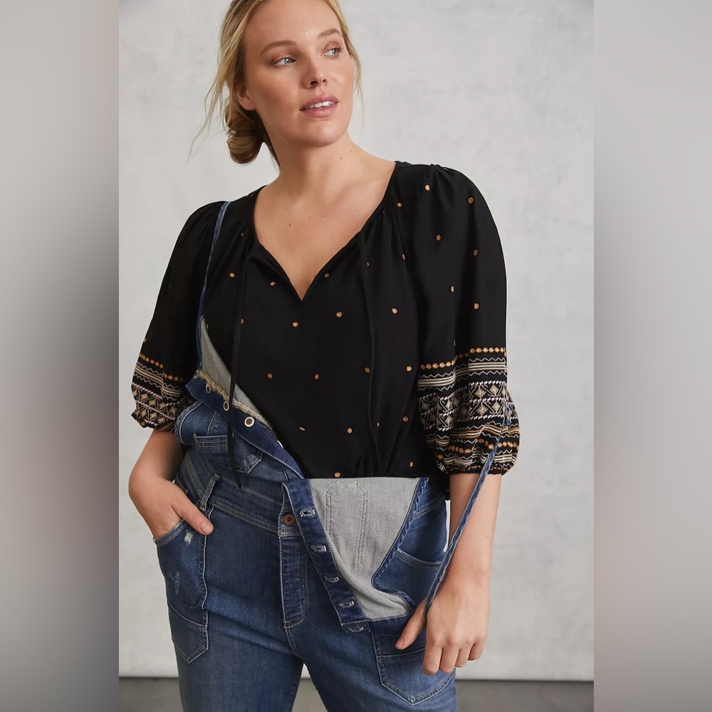 NWT - Anthropologie Balloon Sleeve Bohemian Top Blouse